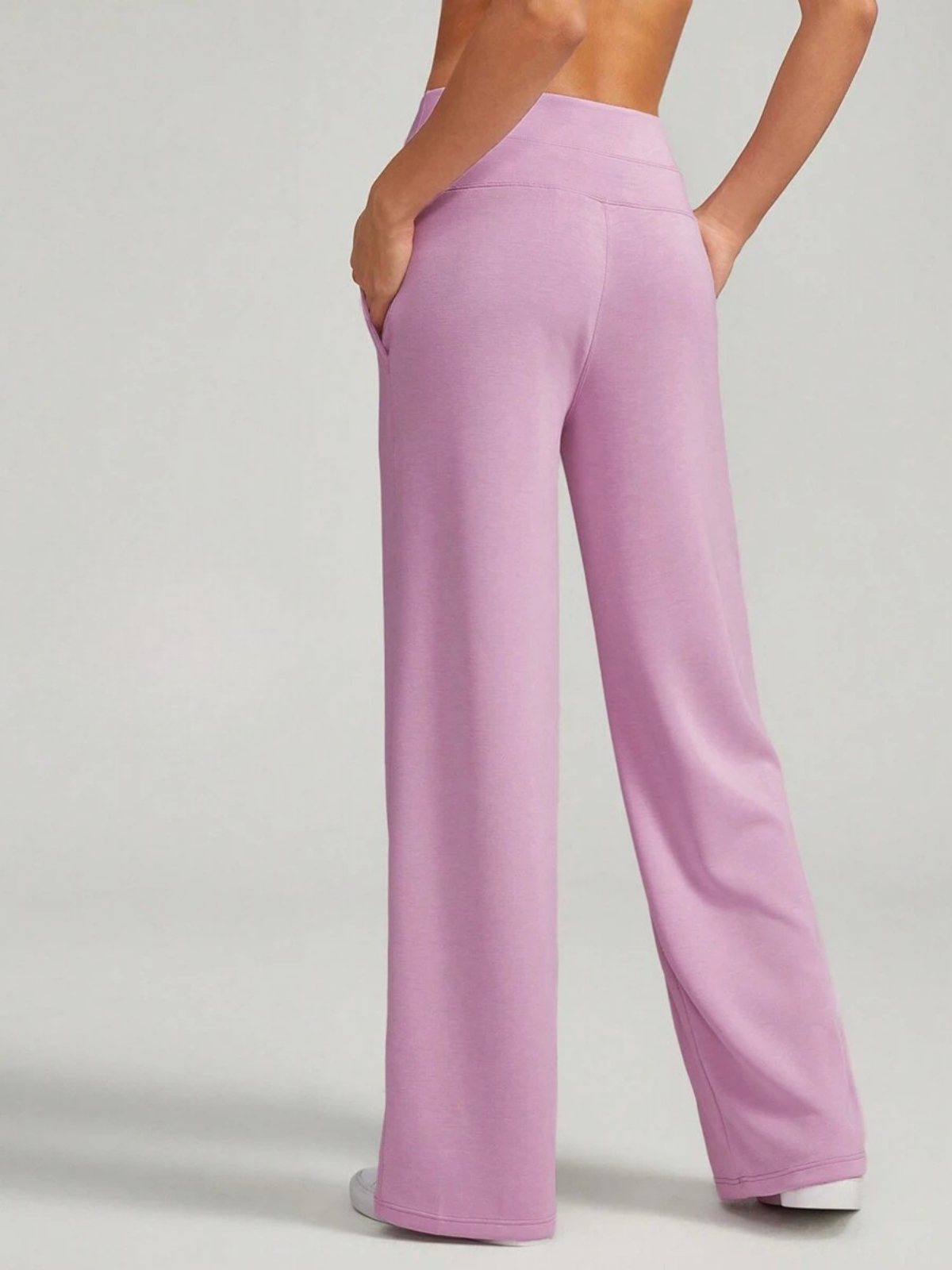 매일 안락 및 작풍을 위한 주머니를 가진 모양 실크 넓은 다리 라운지용 바지 높은 허리