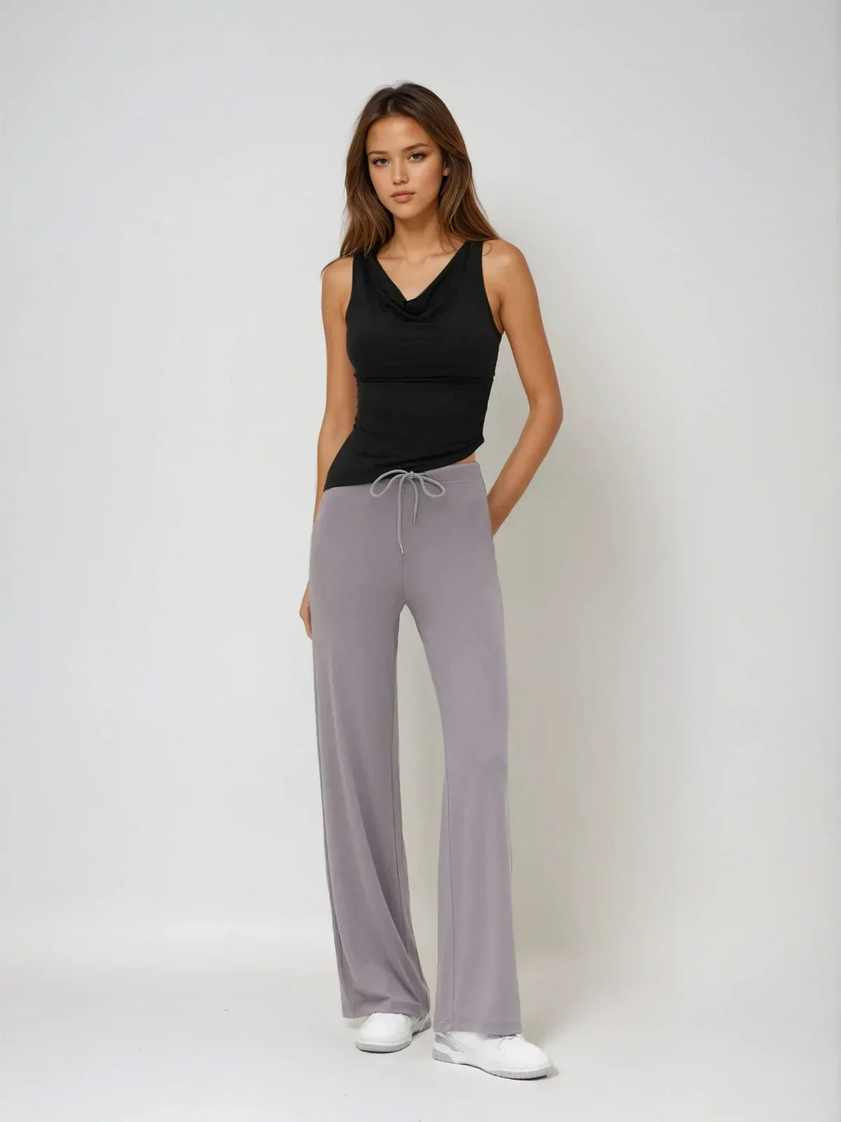 Round Neck Sleeveless Top Pleated Slim Fit T-Shirt Women - LA FEMME WANDERER