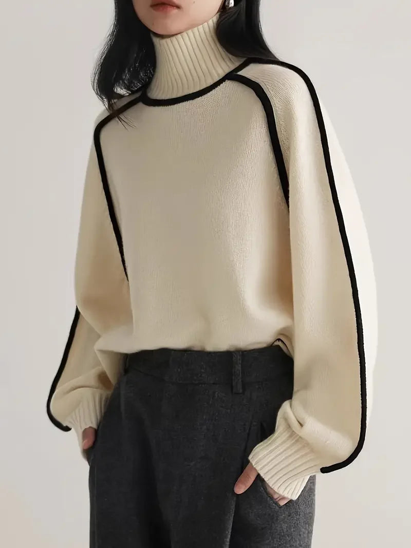 Half Turtleneck Casual Knitted Sweater - LA FEMME WANDERER