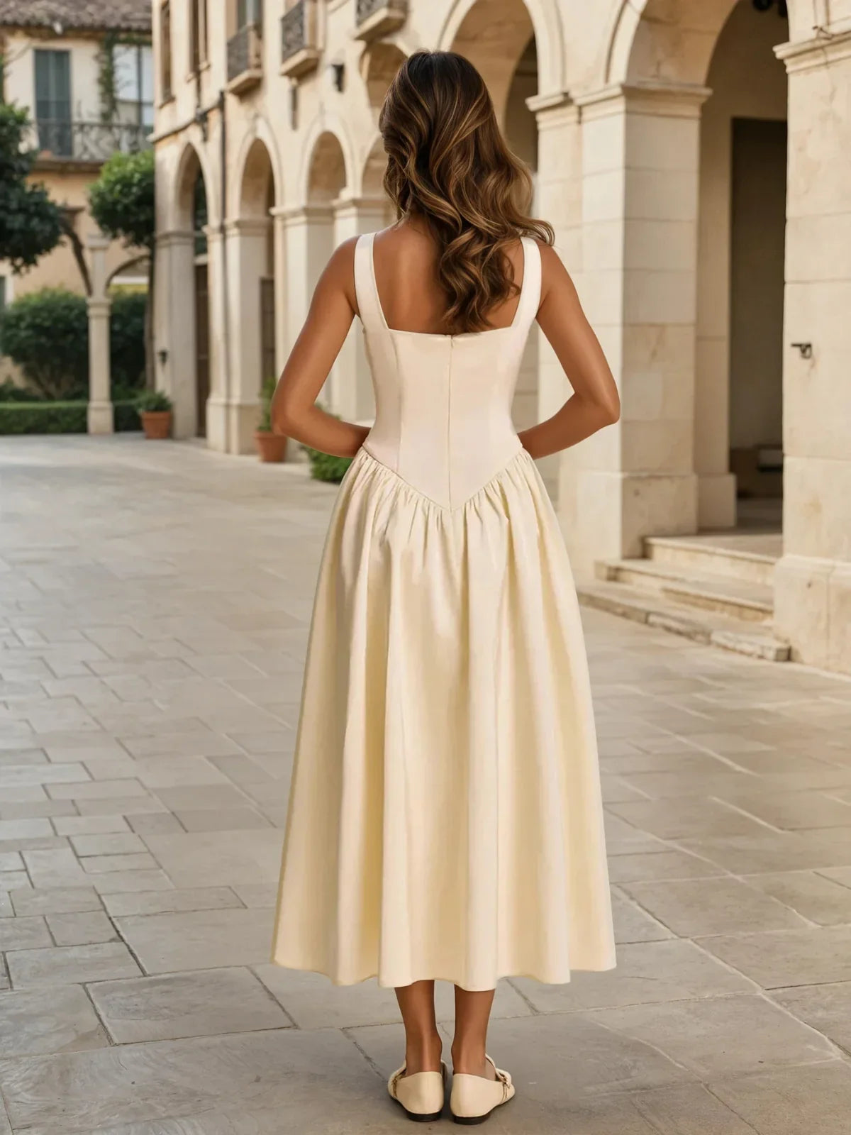 Shoulder Strap Slim Fit Mid-length Dress - LA FEMME WANDERER