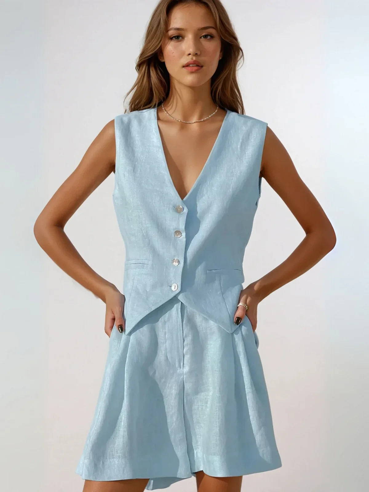 Always Casual Vest & Shorts Matching Suit - LA FEMME WANDERER
