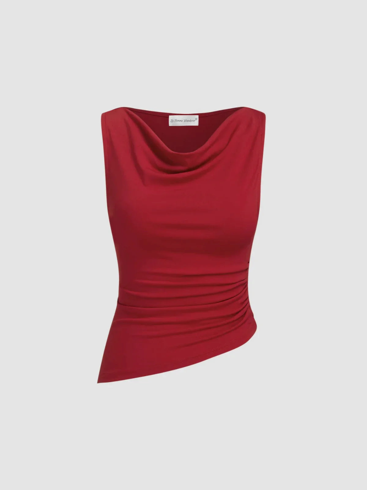 Round Neck Sleeveless Top Pleated Slim Fit T-Shirt Women - LA FEMME WANDERER