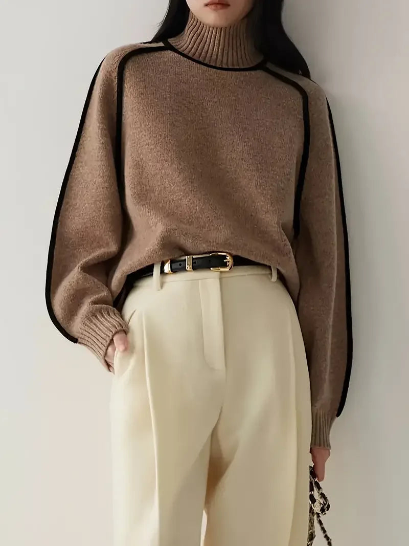 Half Turtleneck Casual Knitted Sweater - LA FEMME WANDERER