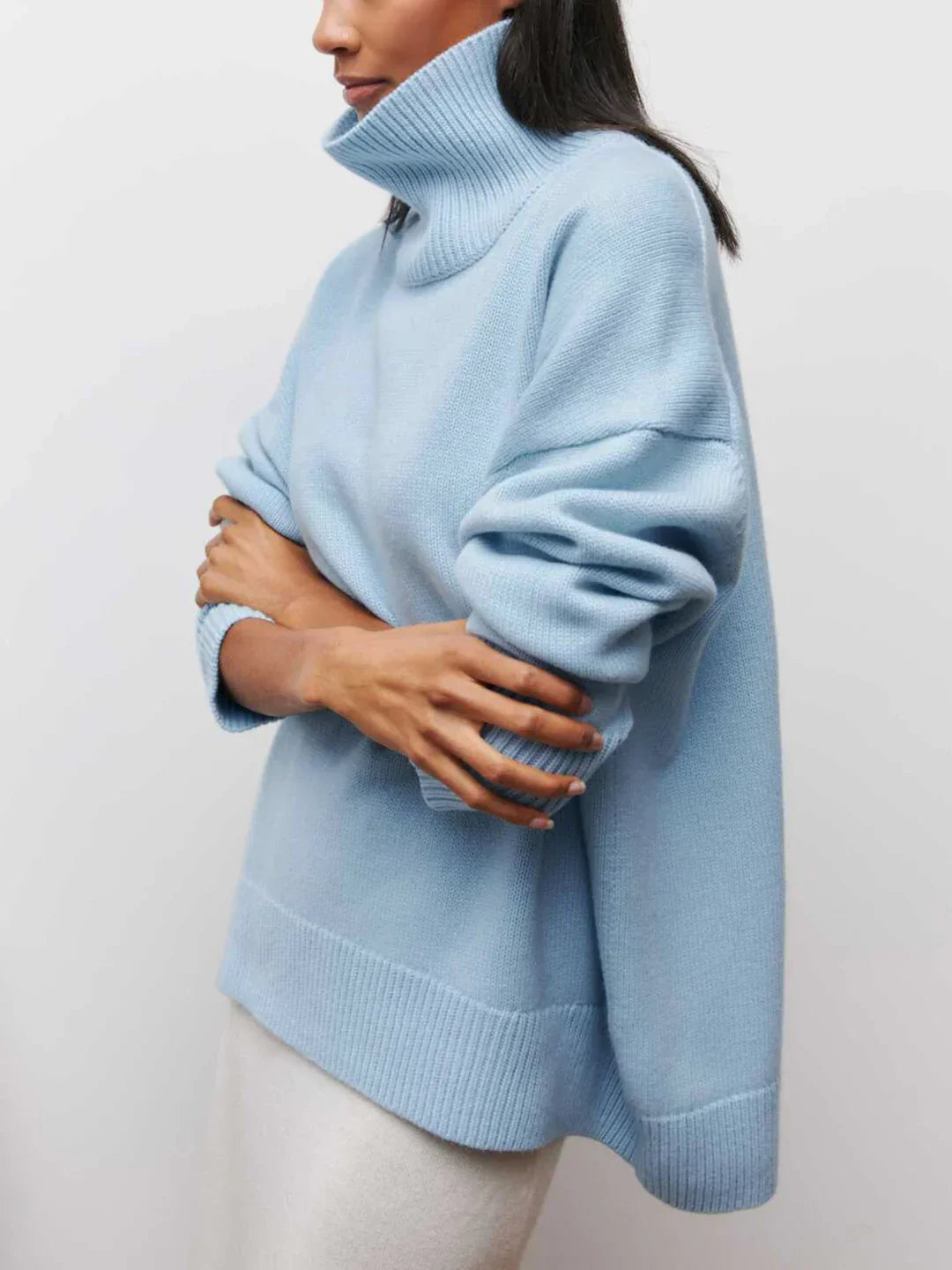Always Chic Turtleneck Oversized Sweater - LA FEMME WANDERER