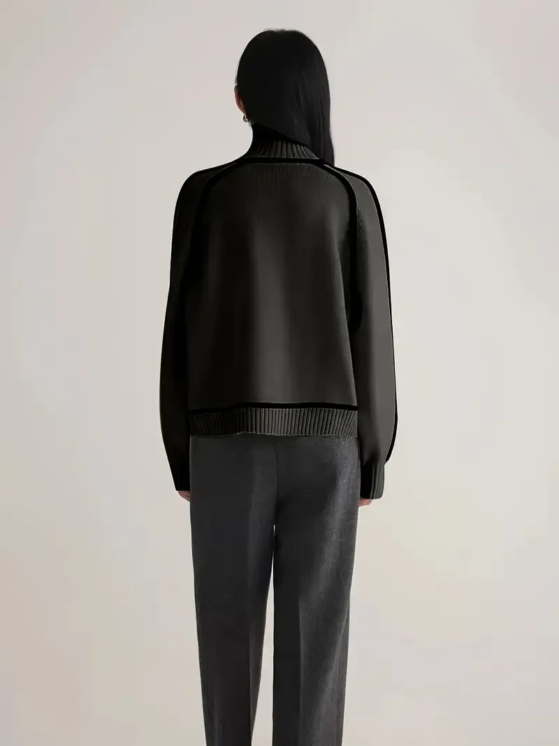 Half Turtleneck Casual Knitted Sweater - LA FEMME WANDERER