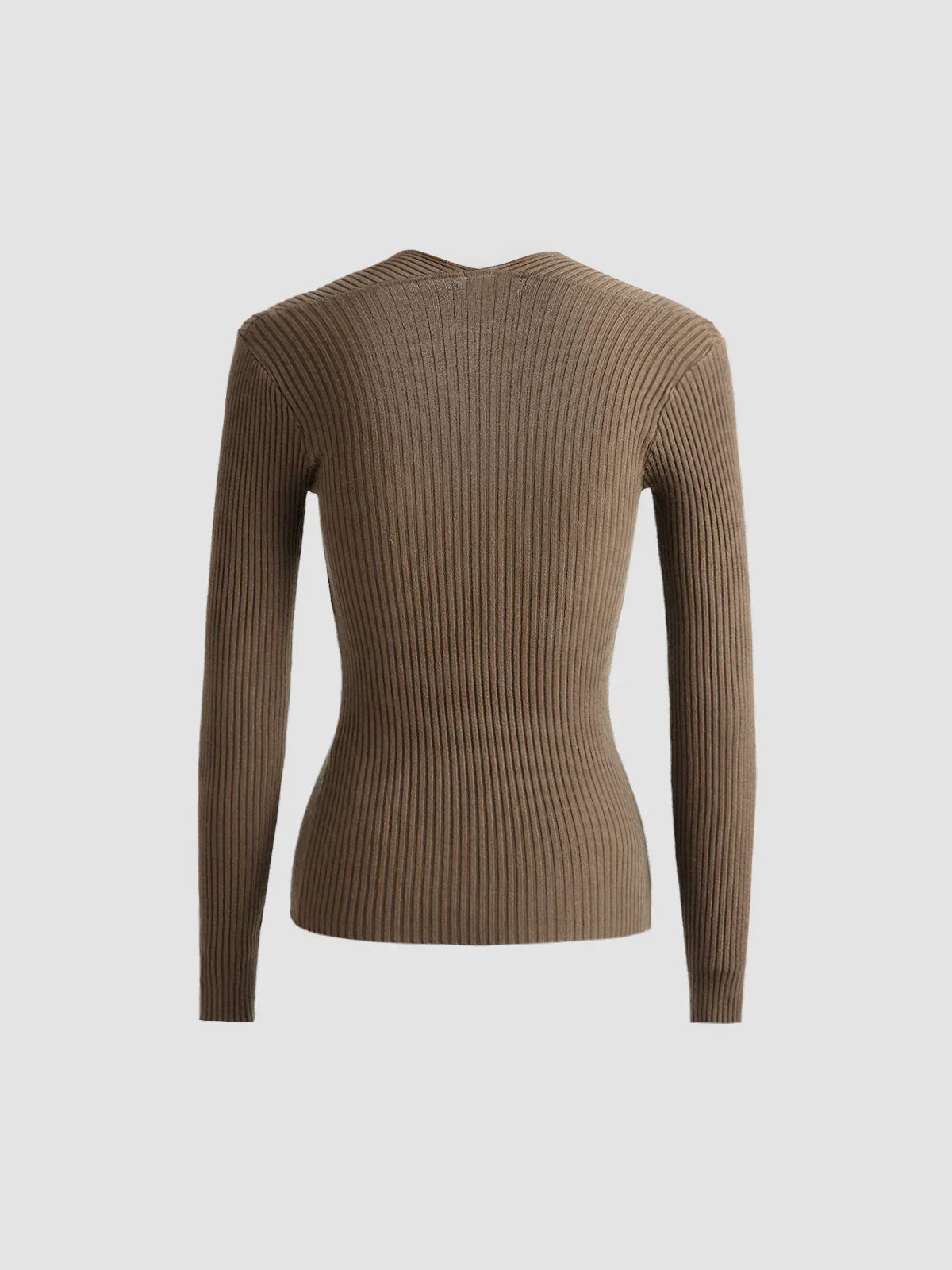 Bronzework Knitted Ribbed Pullover Sweater - LA FEMME WANDERER