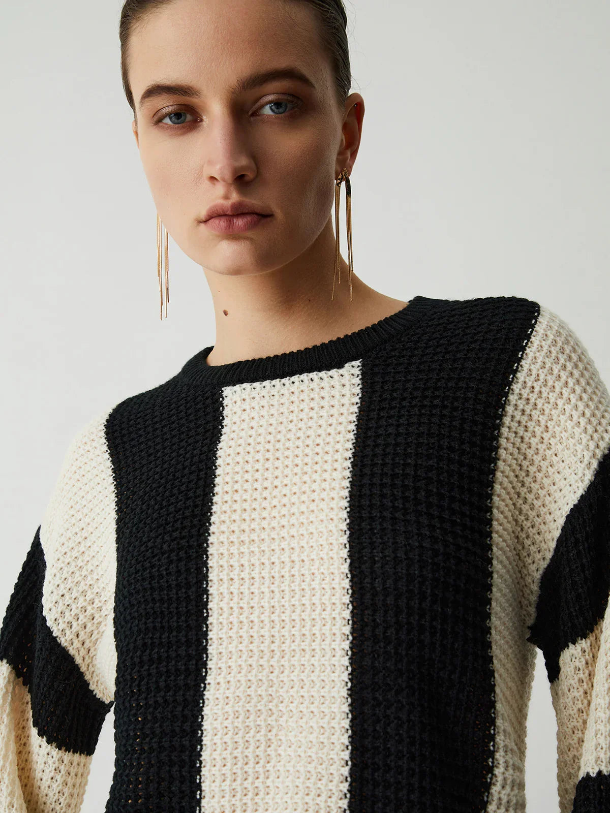 Pointelle Stripe Sweater - LA FEMME WANDERER