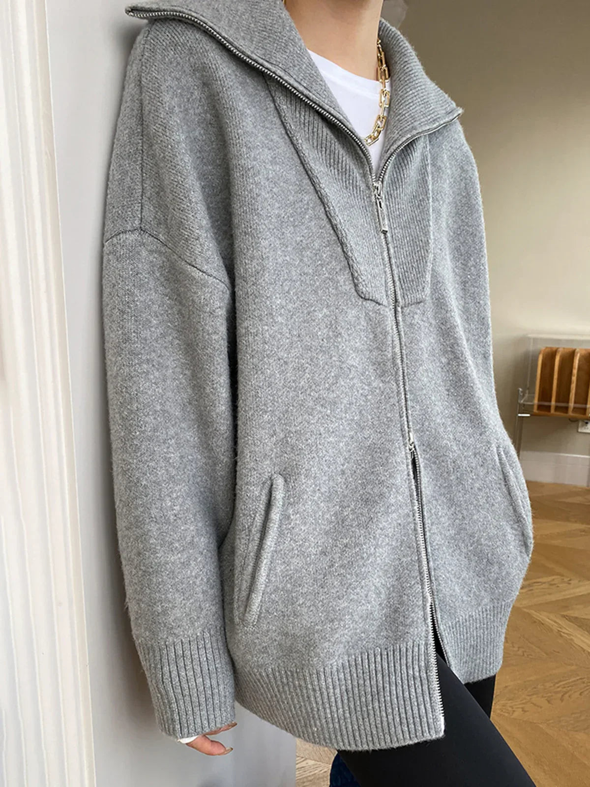 Oversized Open Collar Cardigan - LA FEMME WANDERER