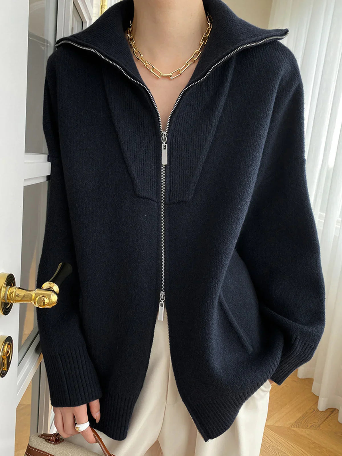 Oversized Open Collar Cardigan - LA FEMME WANDERER
