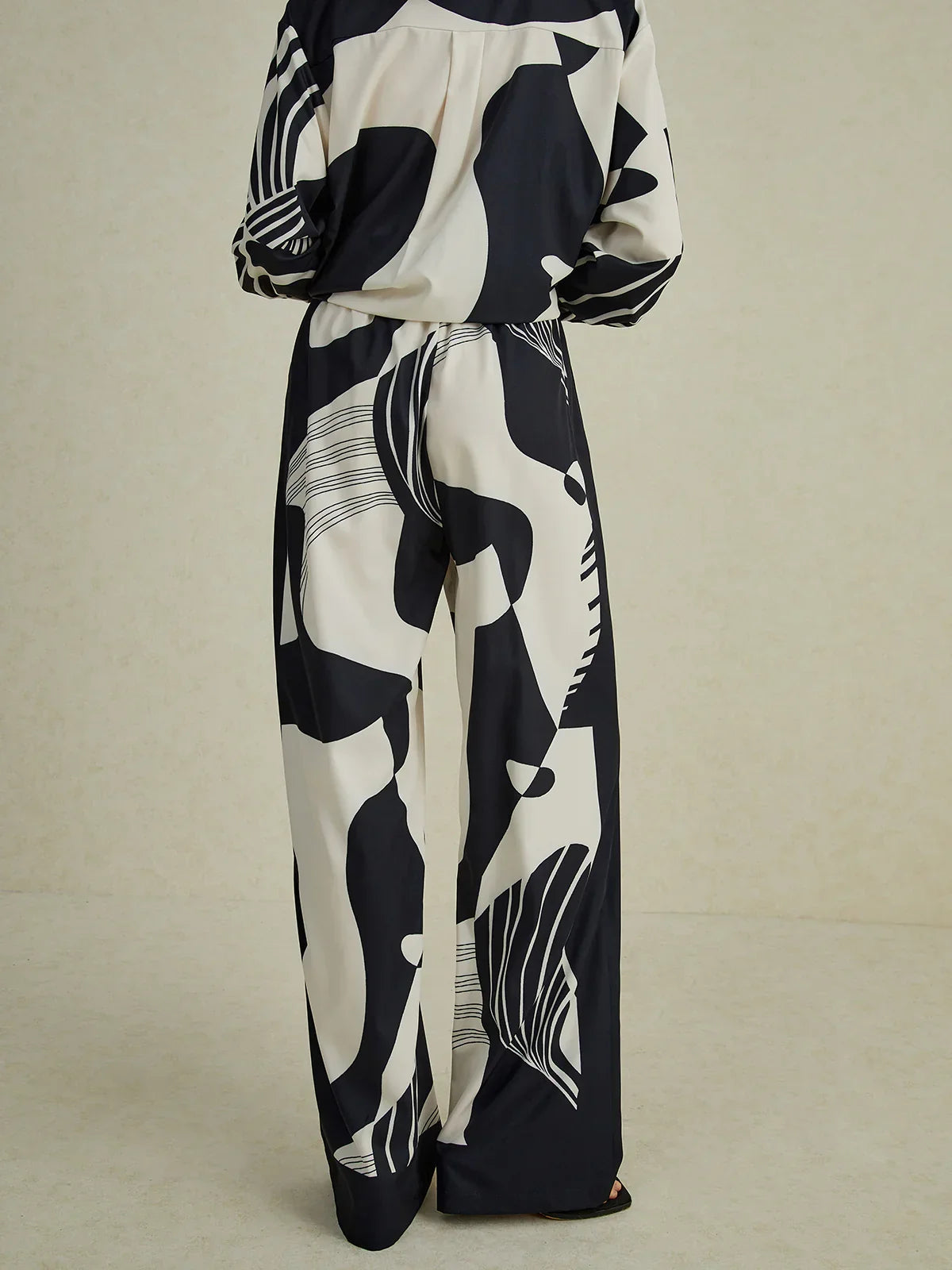 Irregular Print Wide Leg Pants Set - LA FEMME WANDERER