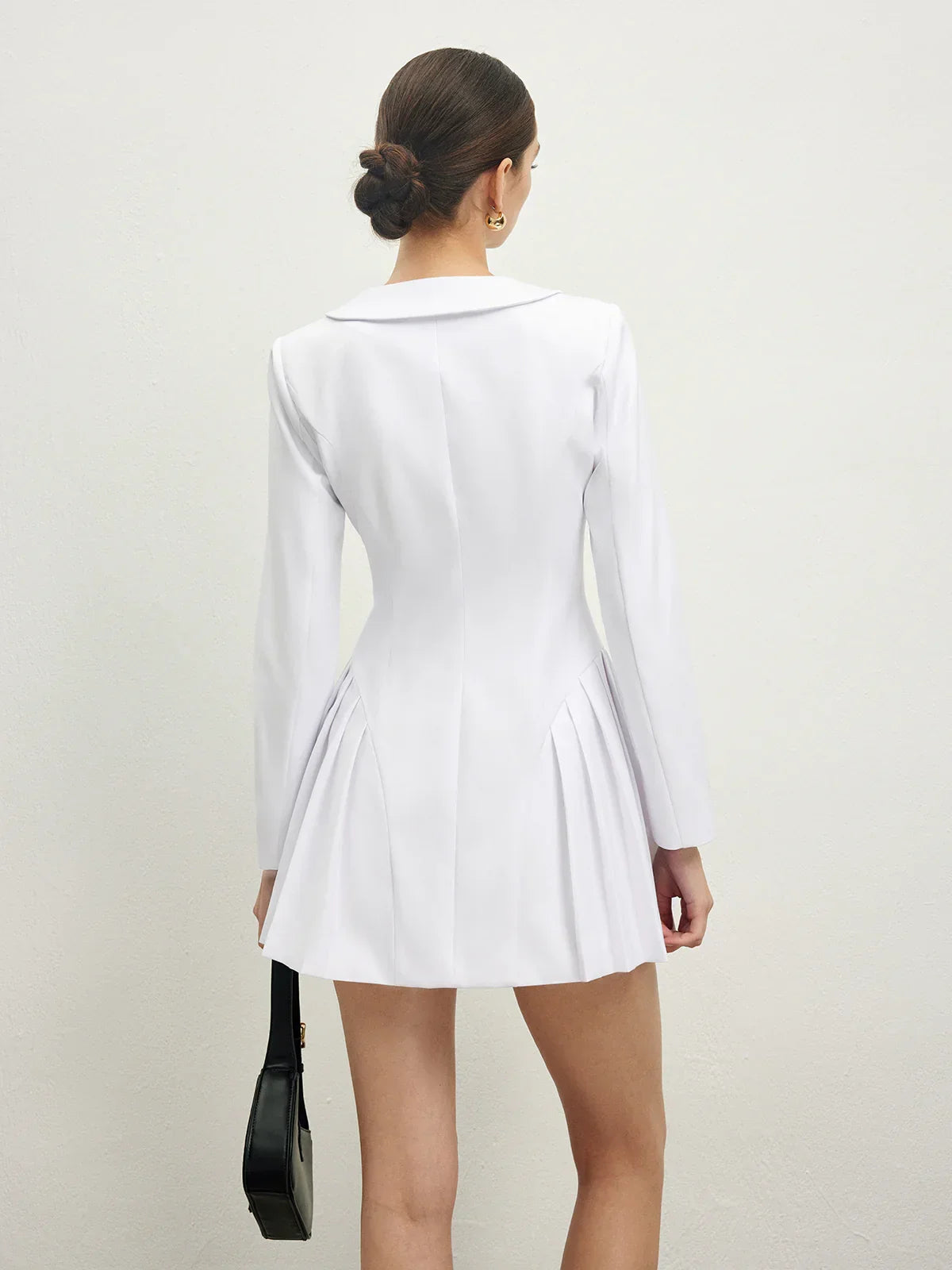 Lapel Breasted Pleated Corset Dress - LA FEMME WANDERER