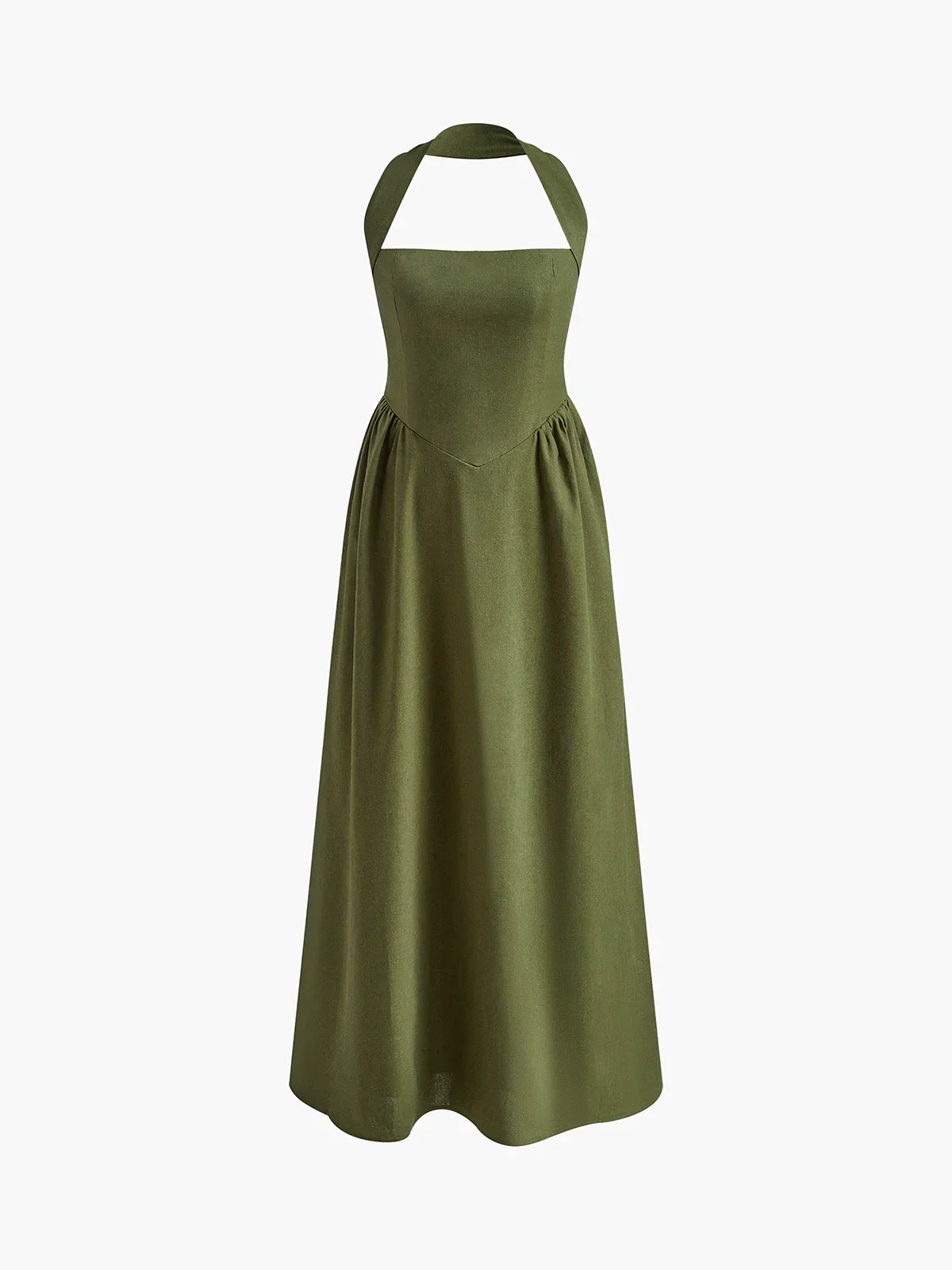 Simple and Chic Cotton & Linen Halter A Line Long Dress - LA FEMME WANDERER