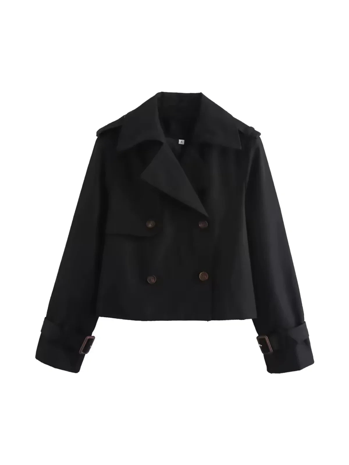 Lapel Double Breasted Versatile Short Trench Coat - LA FEMME WANDERER