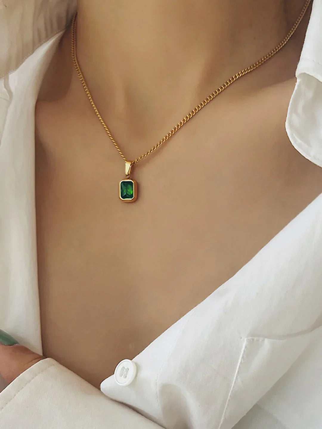 Pastel Green Charm Pendant Necklace - LA FEMME WANDERER