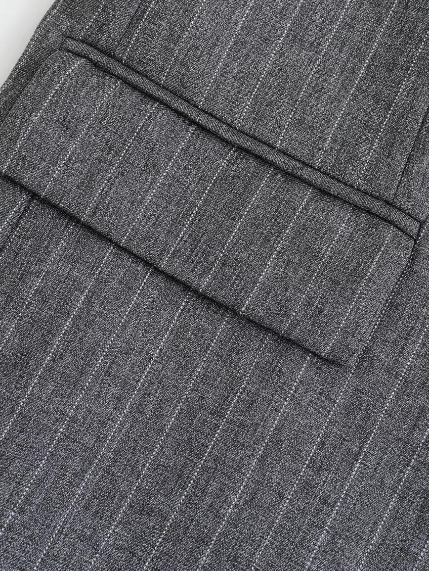 Wool Blend Oversized Pinstripe Lapel Blazer - LA FEMME WANDERER