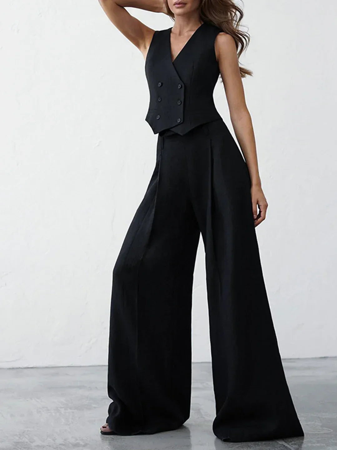 Minimalist Style Linen Vest & Pants Matching Set - LA FEMME WANDERER