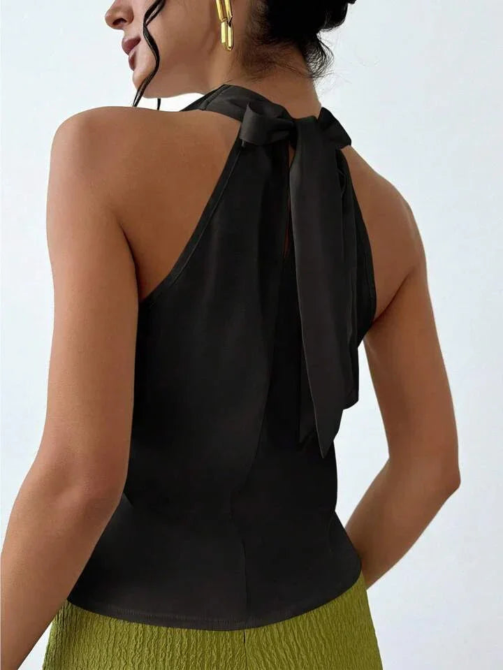 Always Elegant Halter Neck Backless Top - LA FEMME WANDERER