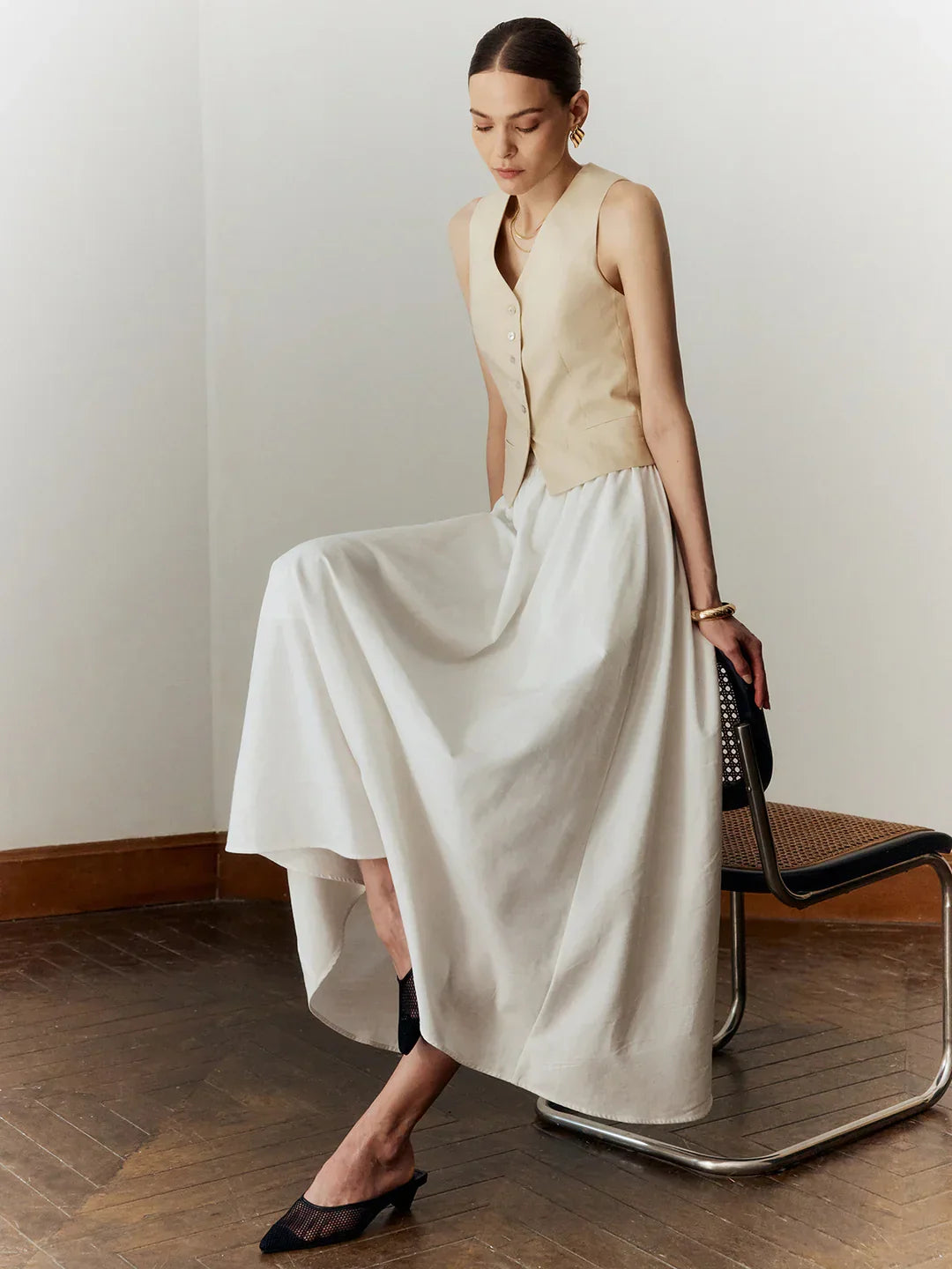 Temperament Commuting Solid Color Slim Pleated Skirt - LA FEMME WANDERER
