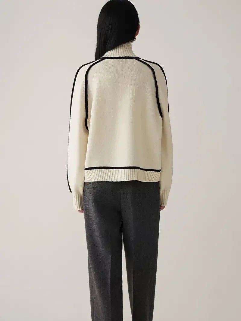 Half Turtleneck Casual Knitted Sweater - LA FEMME WANDERER