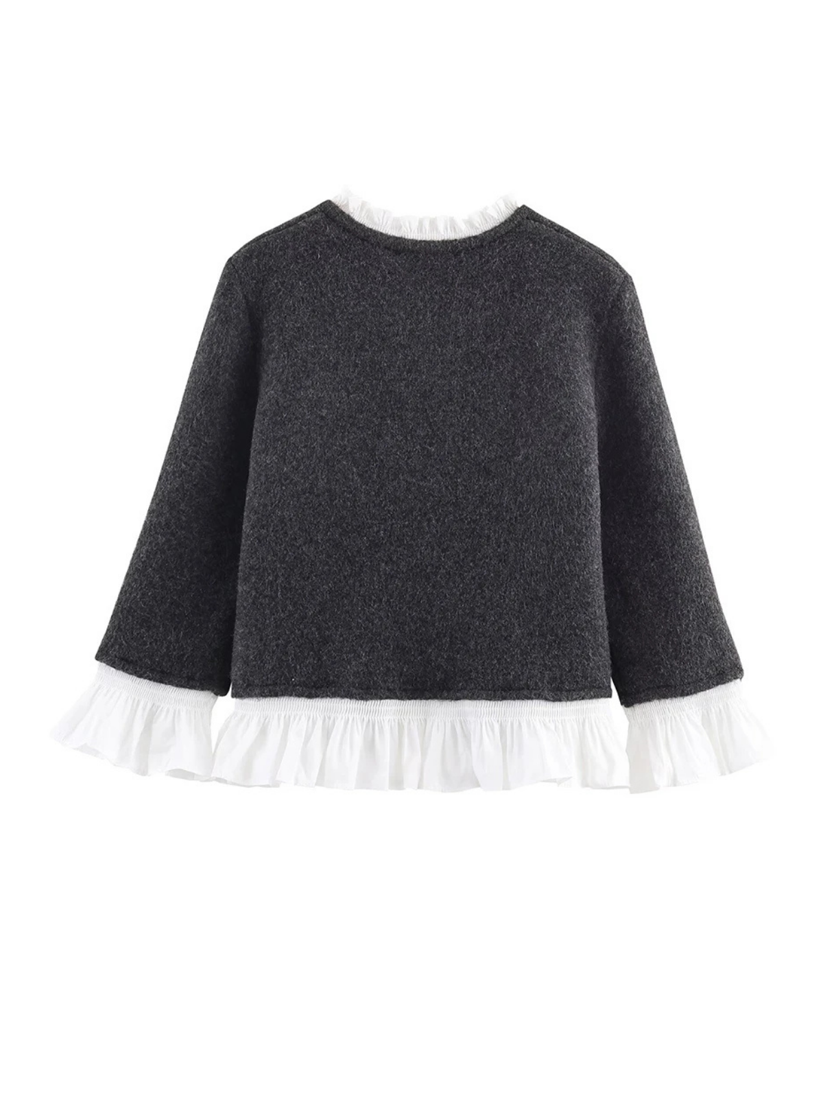 Autumn Patchwork Knit Jacket For Women With Poplin Panels European American Style Versatile Wardrobe Essential