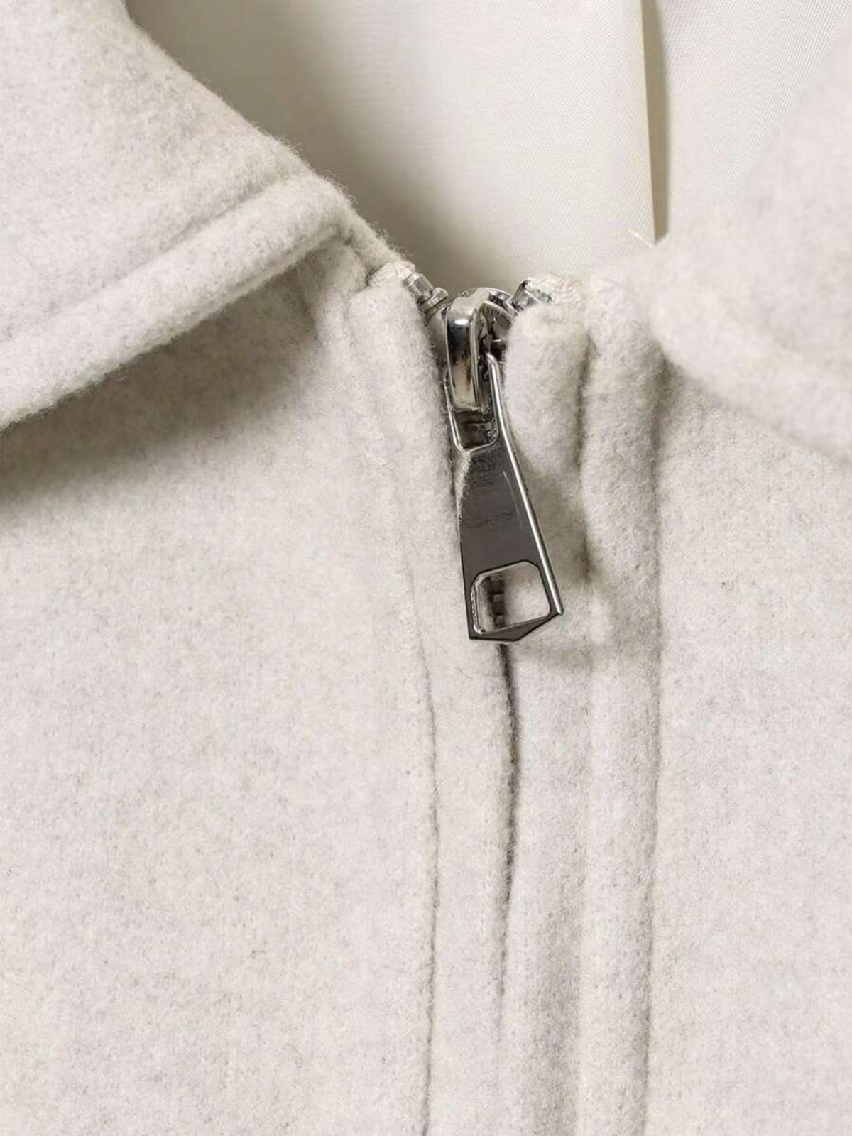 가을 미니멀리스트 울 블렌드 지퍼 라펠 재킷