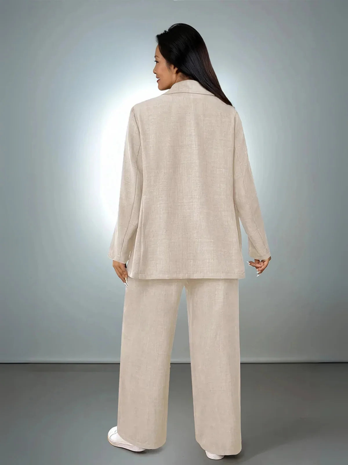 Plus Size Elegant Lapel Suit Jacket And Pants - LA FEMME WANDERER