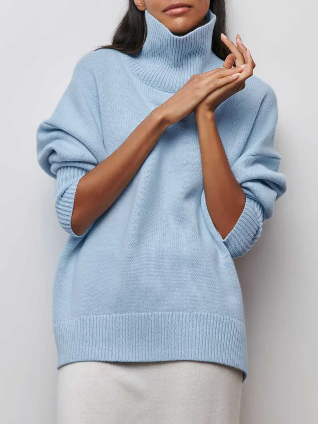 Always Chic Turtleneck Oversized Sweater - LA FEMME WANDERER