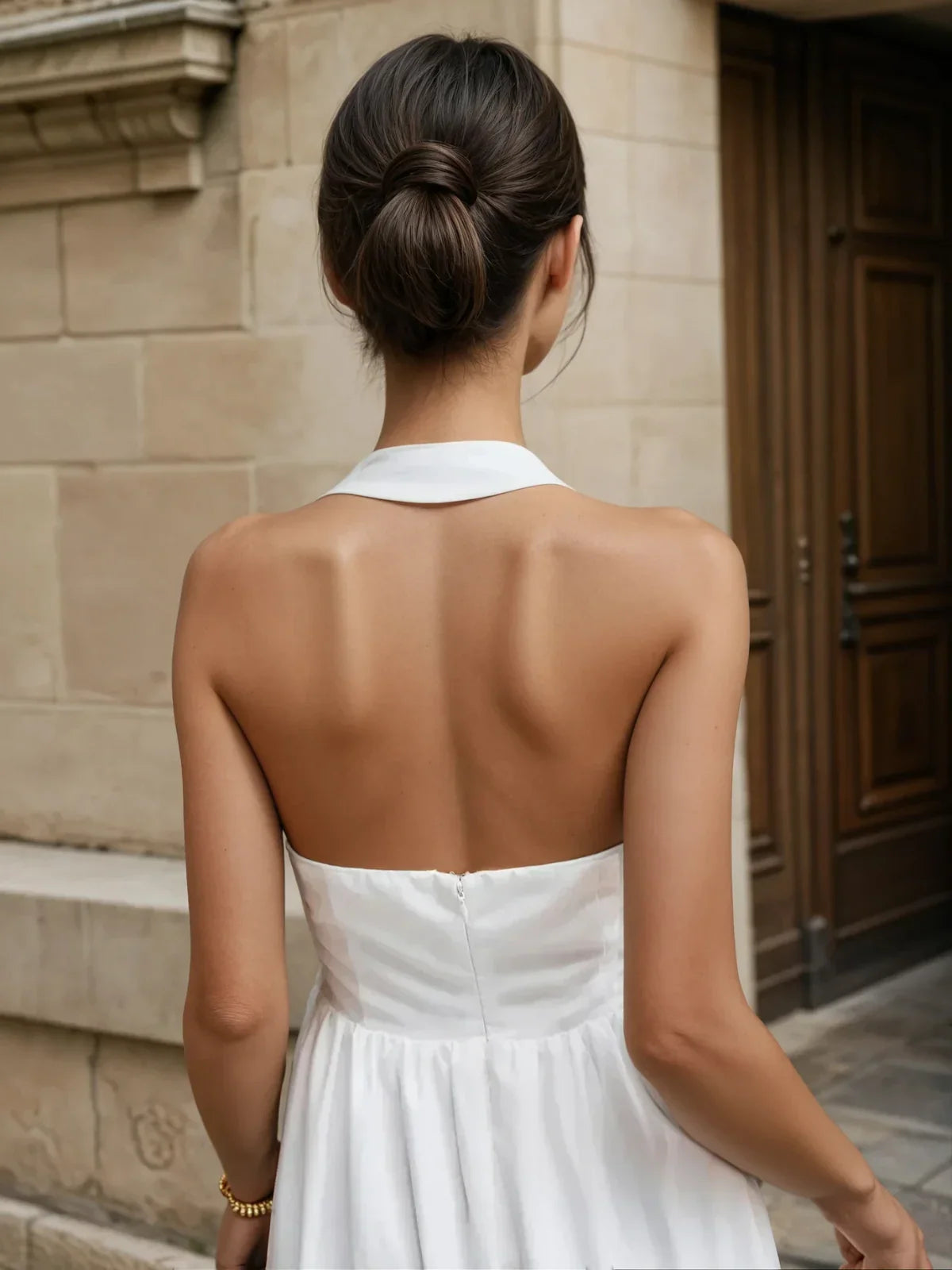Simple and Chic Cotton & Linen Halter A Line Long Dress - LA FEMME WANDERER