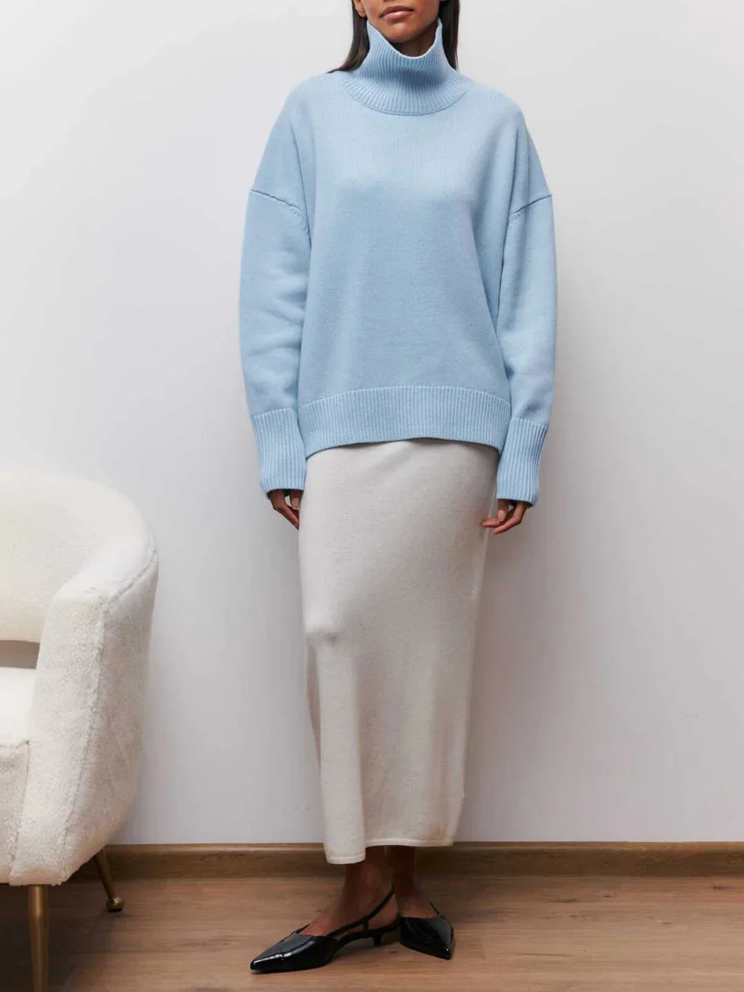 Always Chic Turtleneck Oversized Sweater - LA FEMME WANDERER