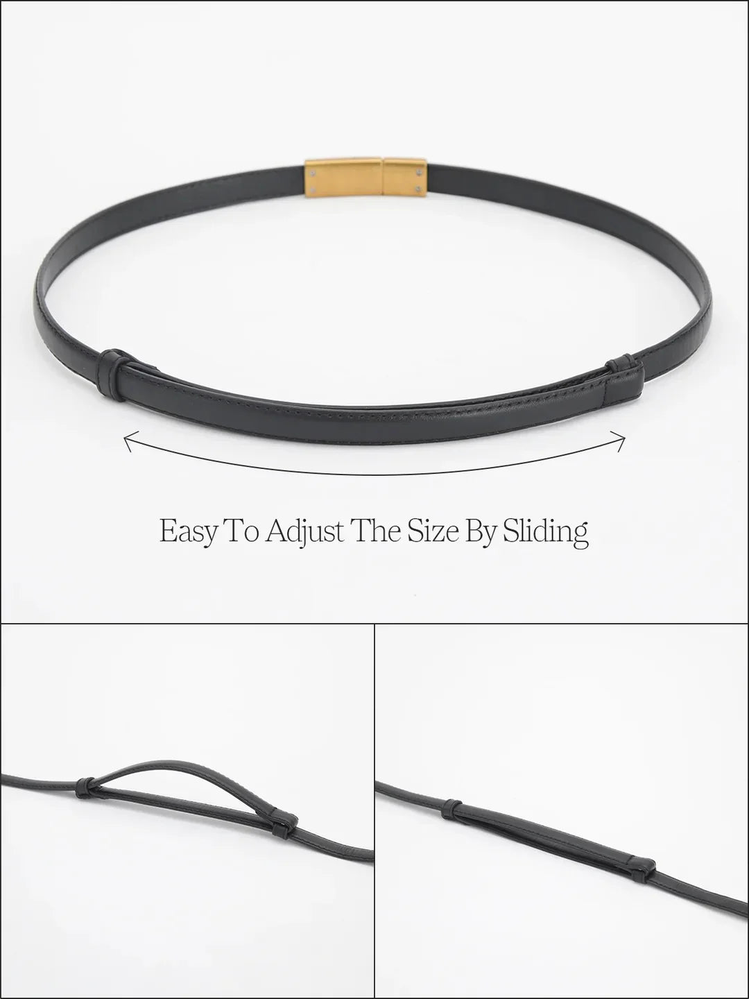 Leather Vintage Magnet Closure Slim Belt - LA FEMME WANDERER