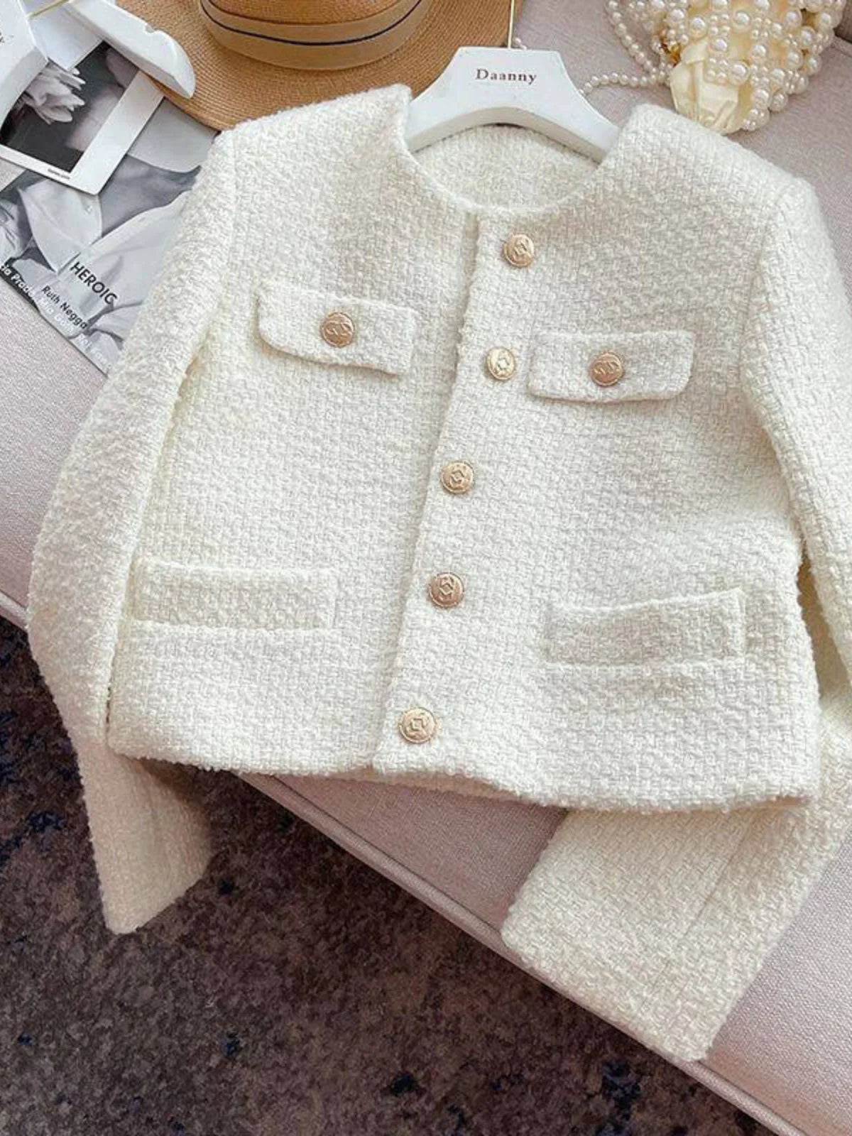 Classic Style Tweed Cardigan - LA FEMME WANDERER