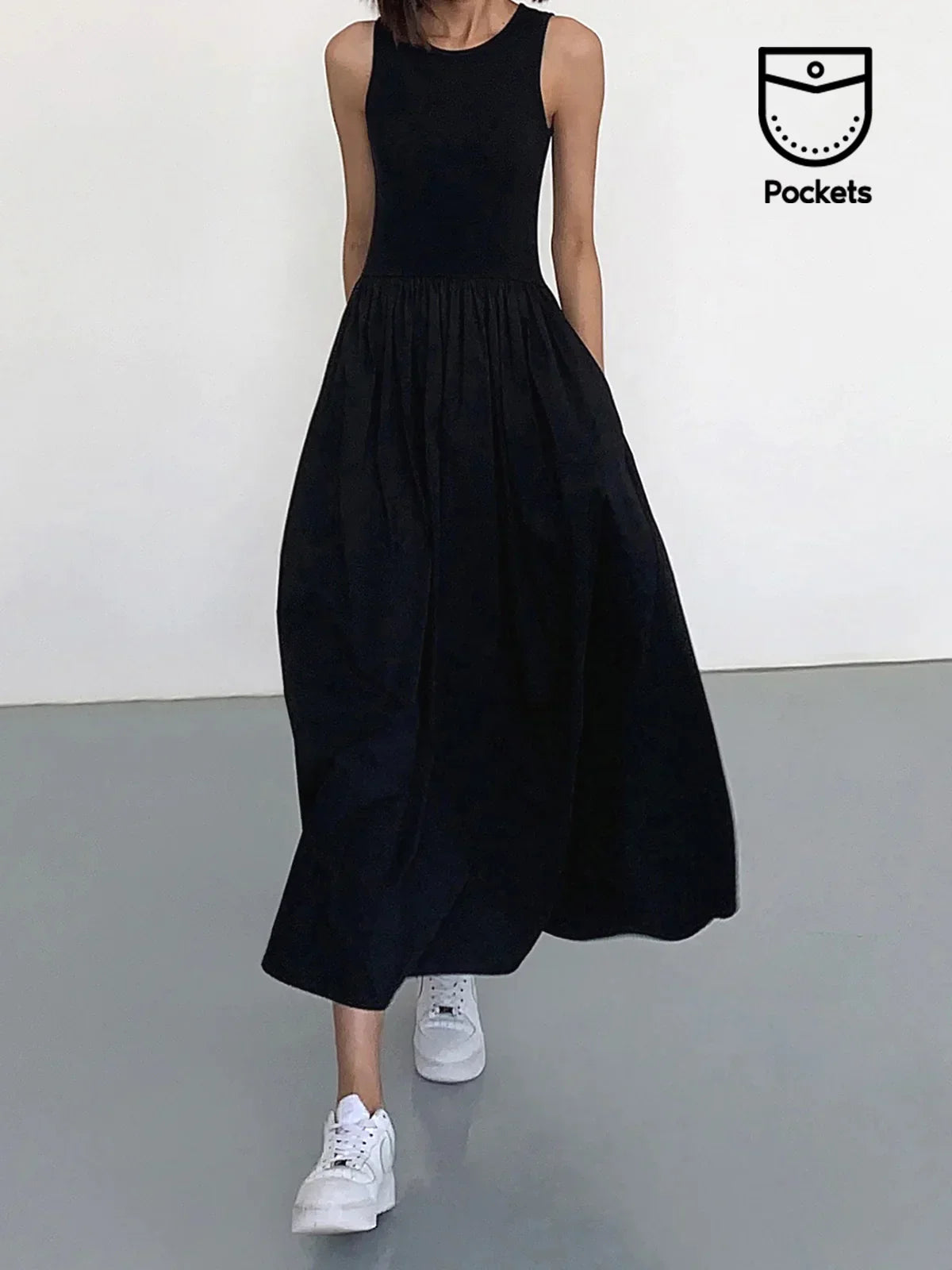 Leisure Crew Neck Long Dress - LA FEMME WANDERER