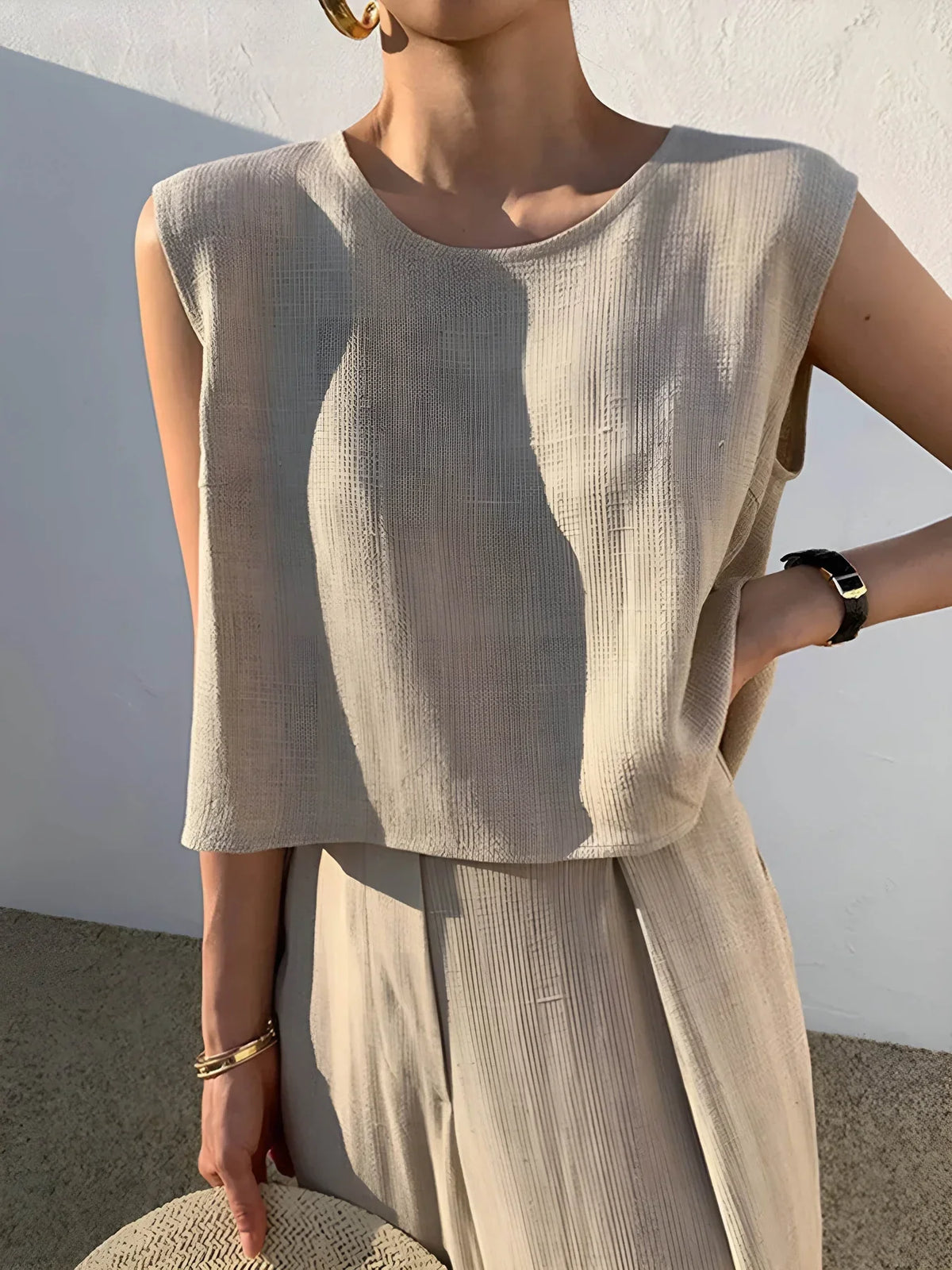 Linen Blends Casual Pants Matching Suit - LA FEMME WANDERER