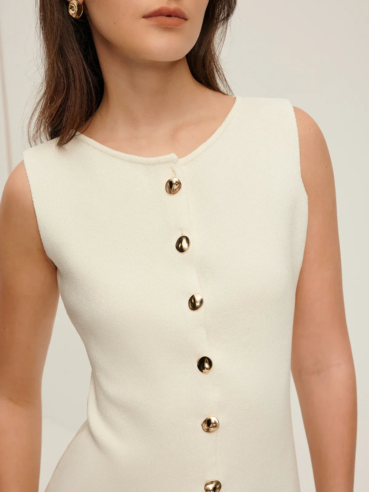 Button Down Split Sweater Vest - LA FEMME WANDERER