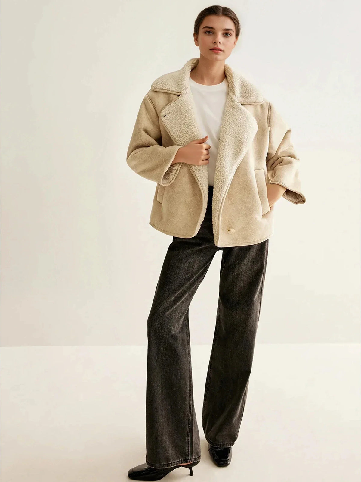 Cashmere-Blend Button Fleece Jacket - LA FEMME WANDERER