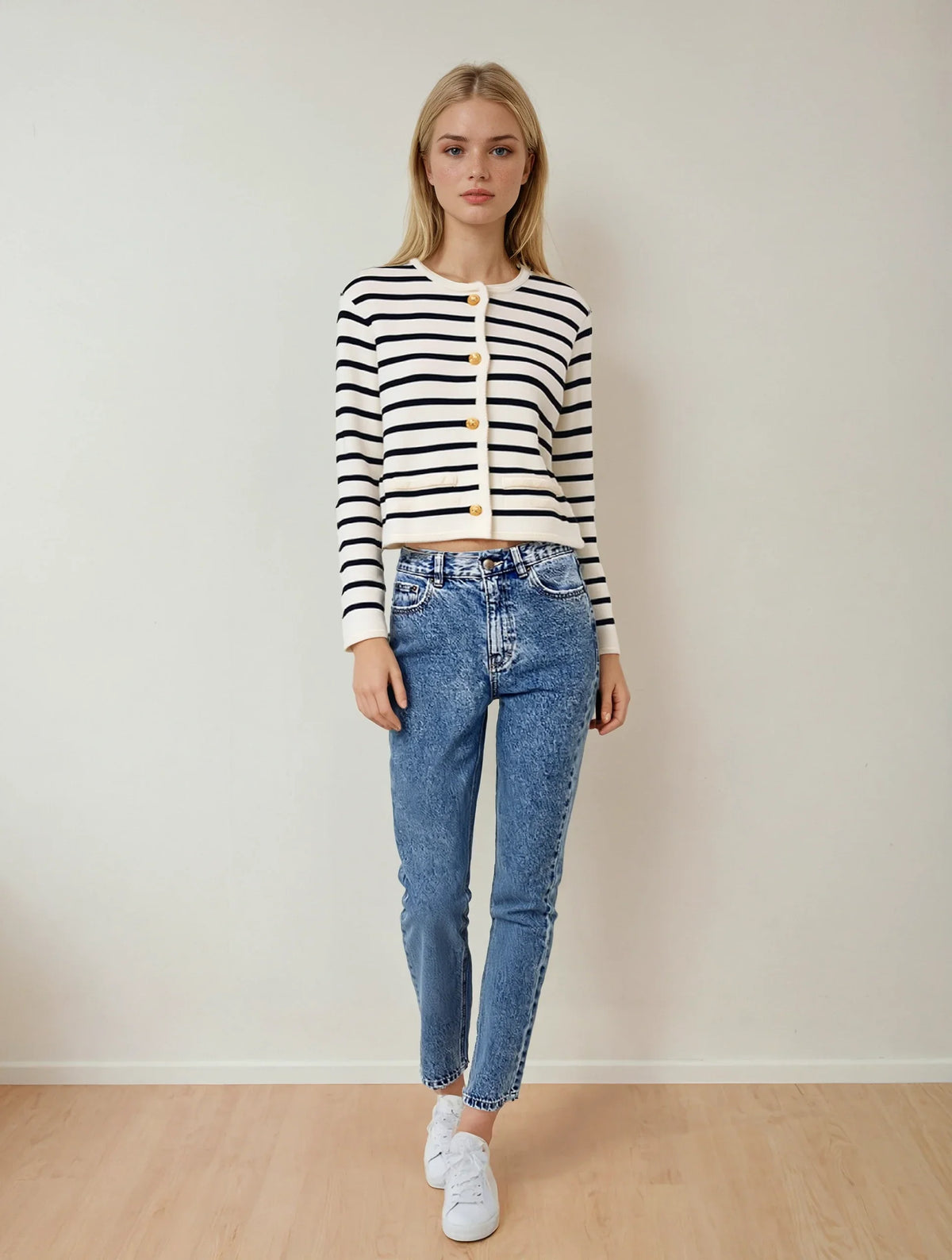Striped Knitted Cardigan - LA FEMME WANDERER