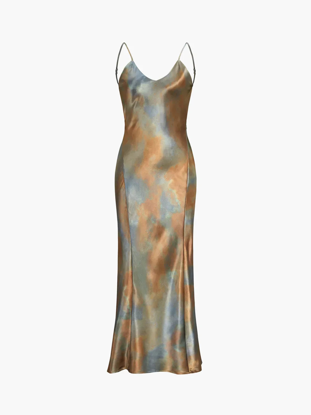 Neptune Satin Open Back Long Dress - LA FEMME WANDERER