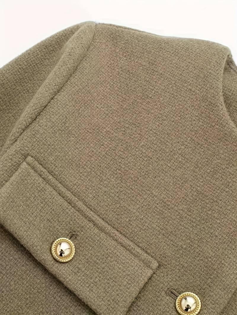 Classic Style Olive Green Cardigan - LA FEMME WANDERER