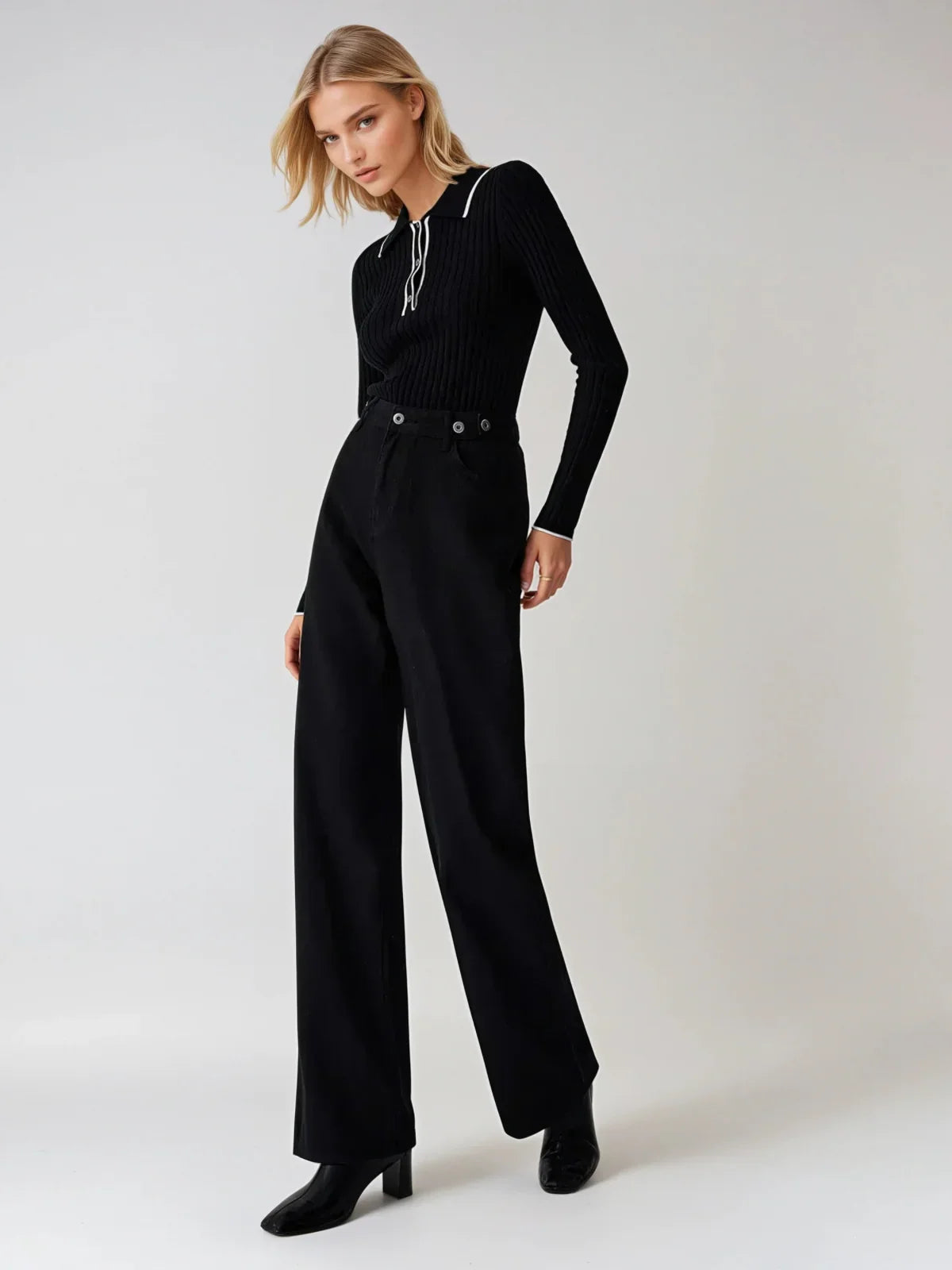 Oldmoney Aesthetics Polo Knit Top - LA FEMME WANDERER