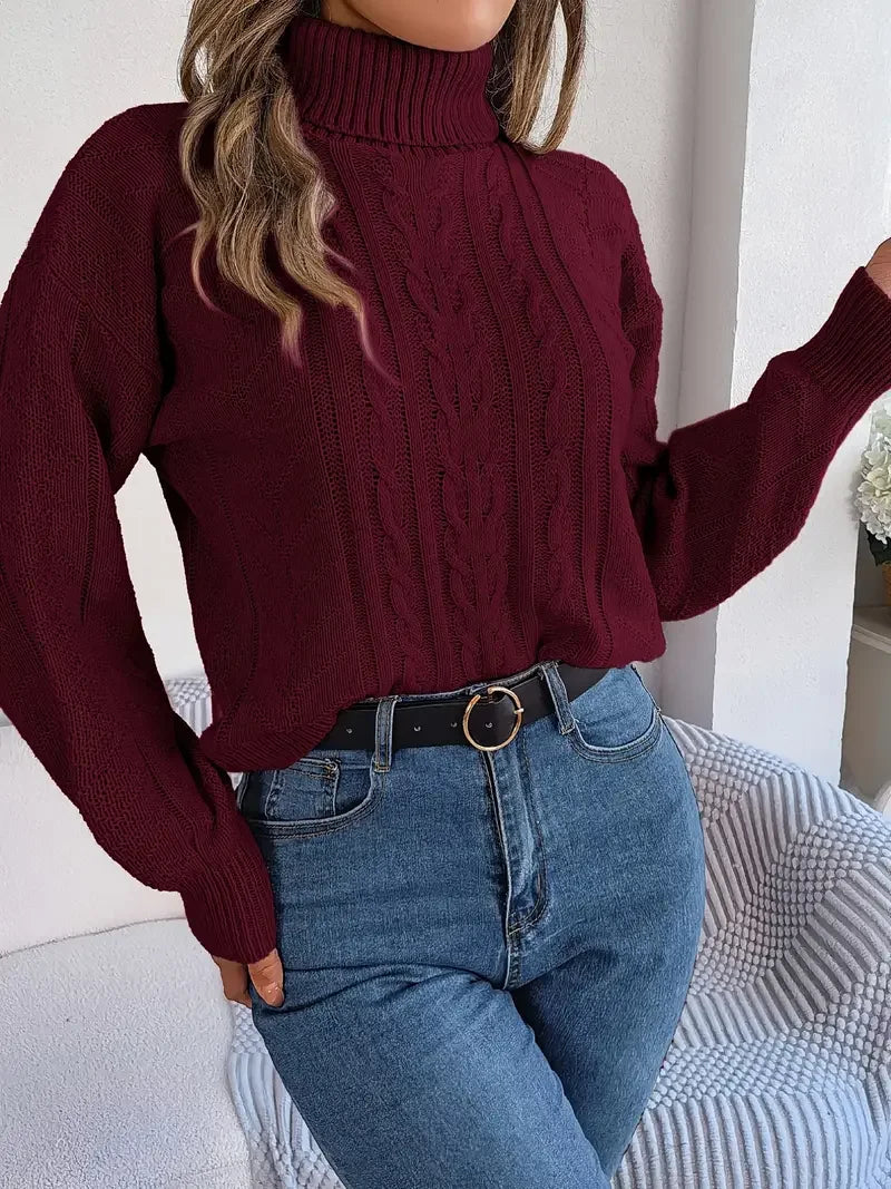 Collar Twist Knitted Pullover Sweater - LA FEMME WANDERER