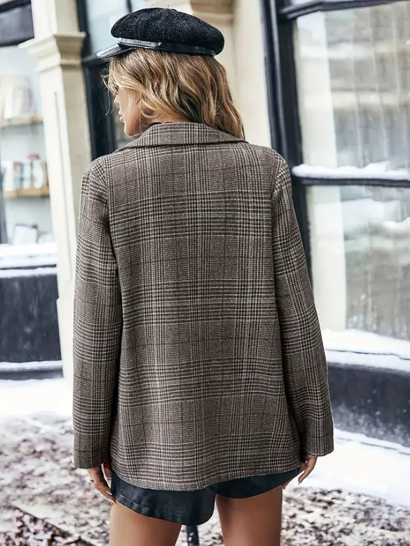 Heritage Check Blazer in Brown Plaid - LA FEMME WANDERER
