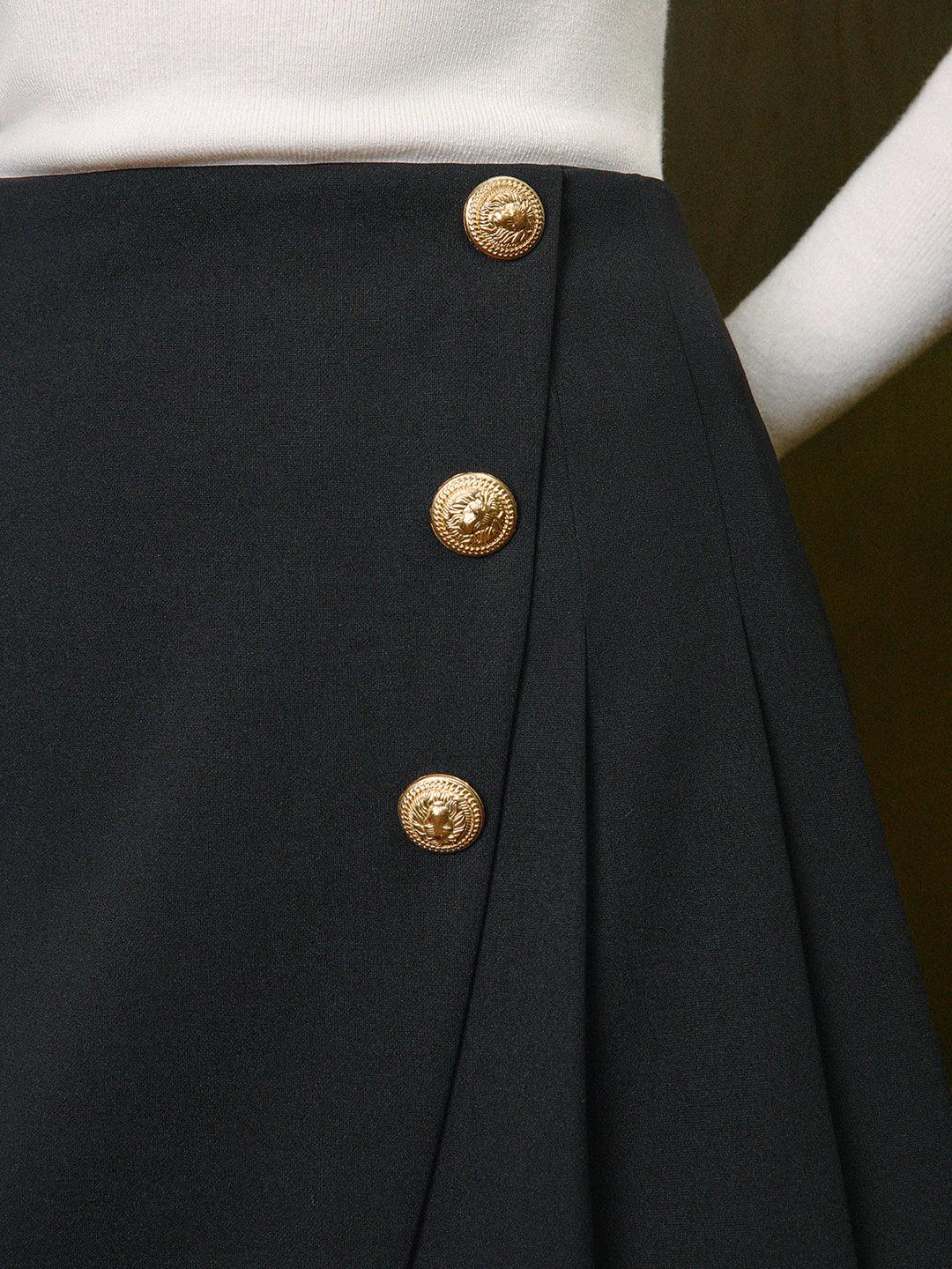 Always Elegant Button High Waist Skirt - LA FEMME WANDERER