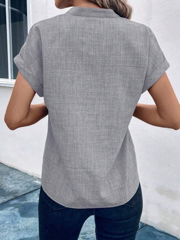 Classic Style Collar Ladies V-neck Top - LA FEMME WANDERER