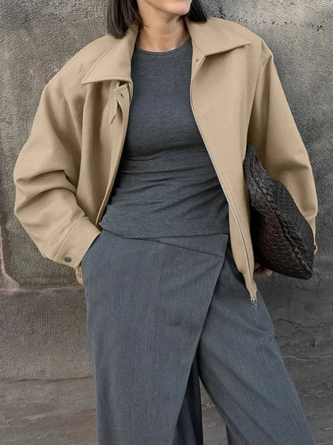Leisure Plain Zip Polo Jacket - LA FEMME WANDERER