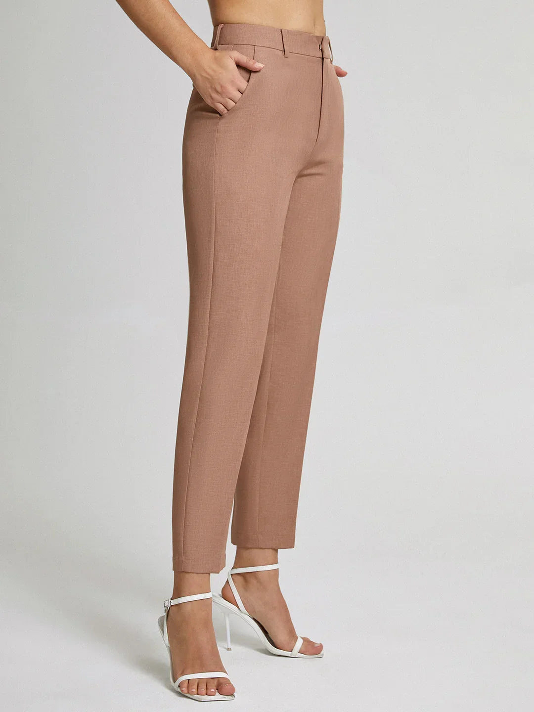 Solid Color Casual Straight-leg Ankle-length Suit Pants - LA FEMME WANDERER