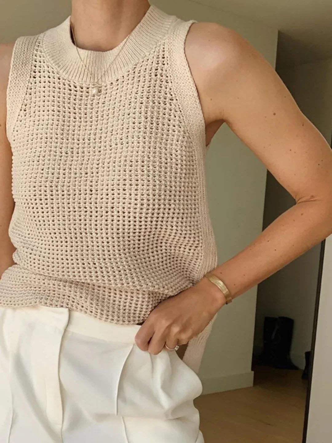 All-match Solid Knit Tank Top - LA FEMME WANDERER